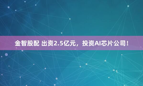 金智股配 出资2.5亿元，投资AI芯片公司！